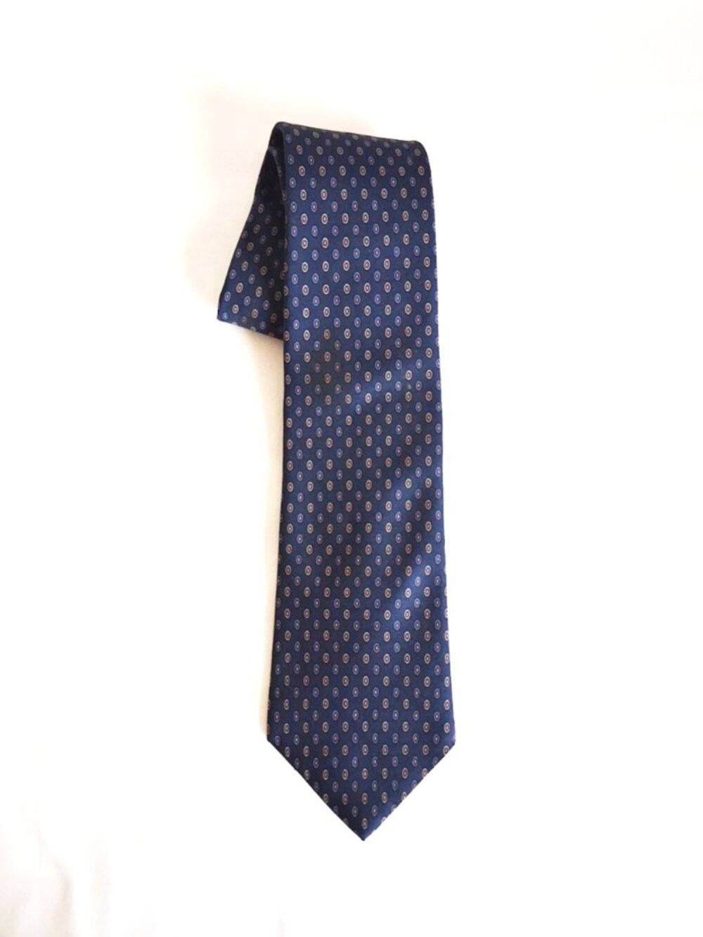 John Henry Navy Geometric Tie – Lago di Como Twill